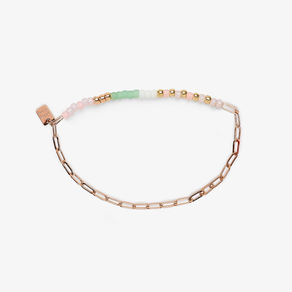 Pura Vida Bracelet Seabright Stretch Bead and Chain Silver One Size