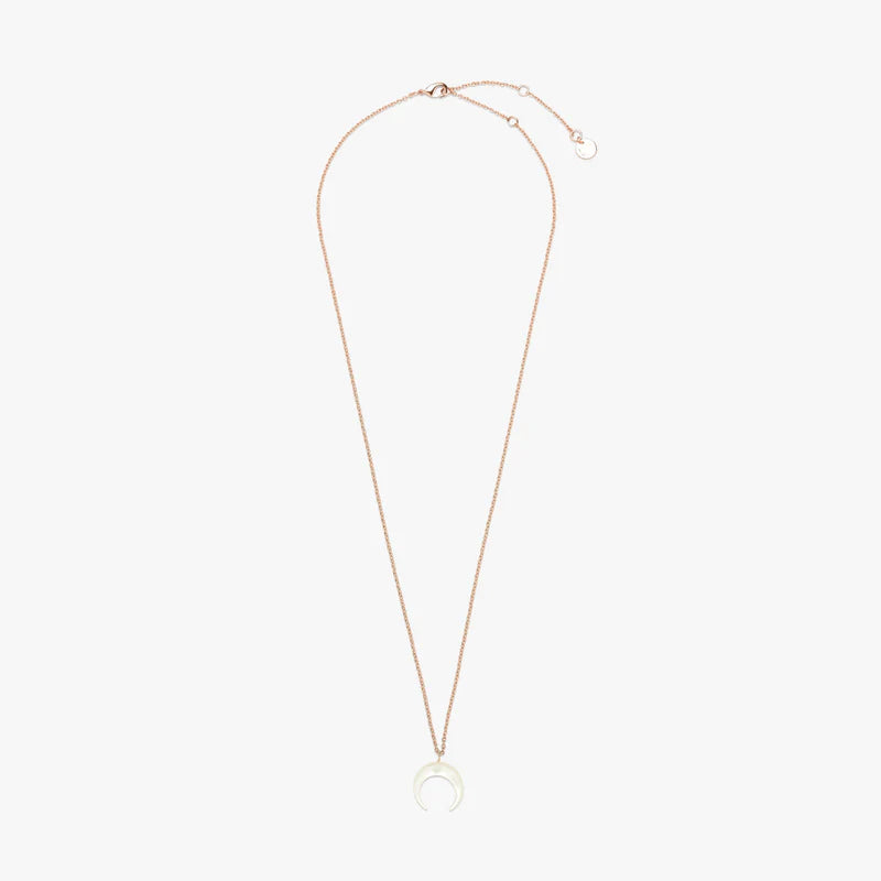 Pura Vida Necklace Pearl Crescent Moon Rose Gold One Size