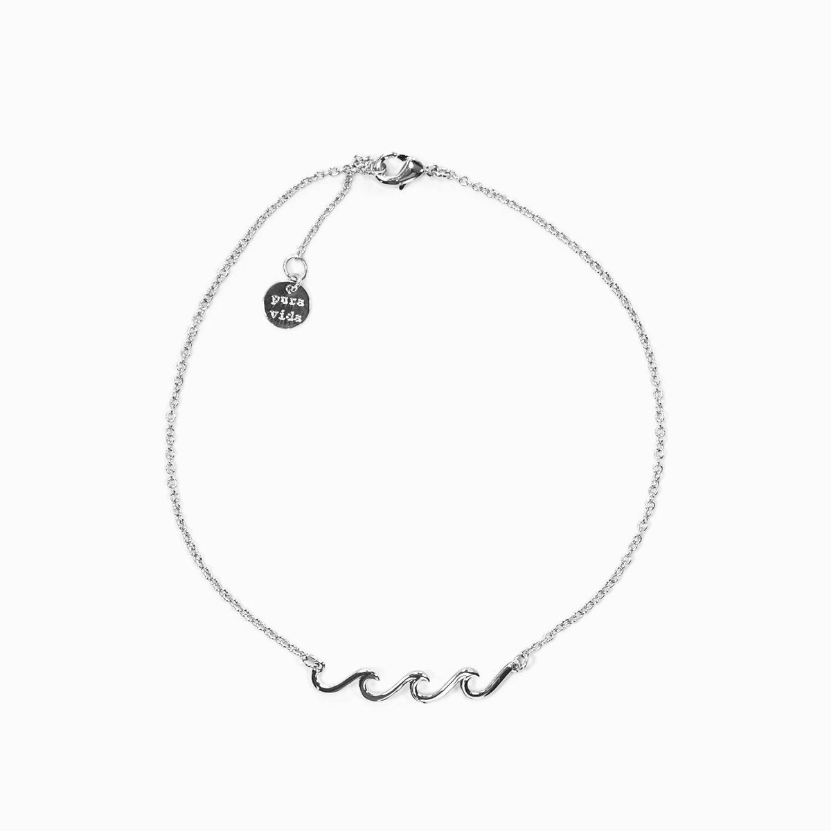 Pura Vida Anklet Delicate Wave Silver One Size