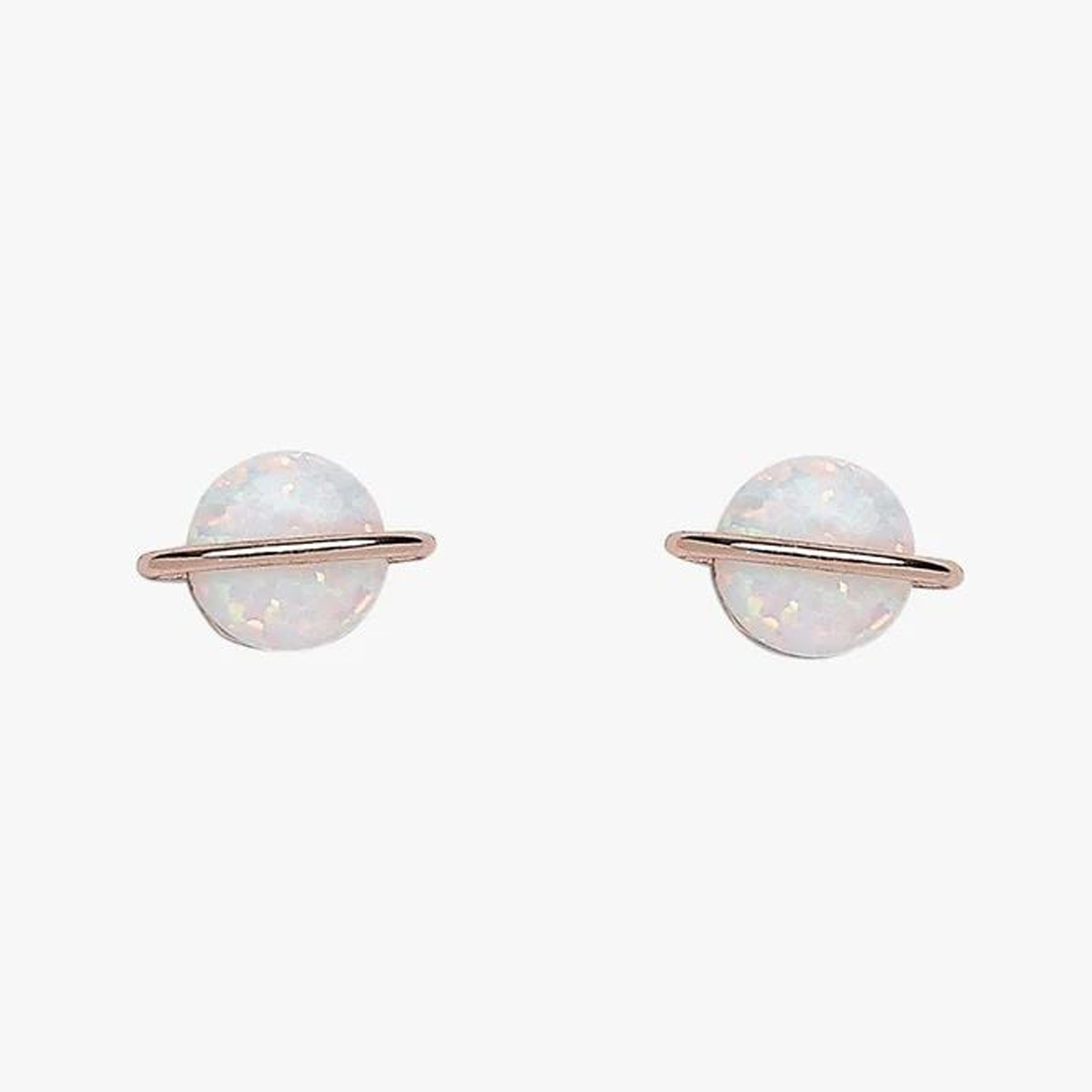 Pura Vida Stud Earrings Opal Saturn Silver One Size