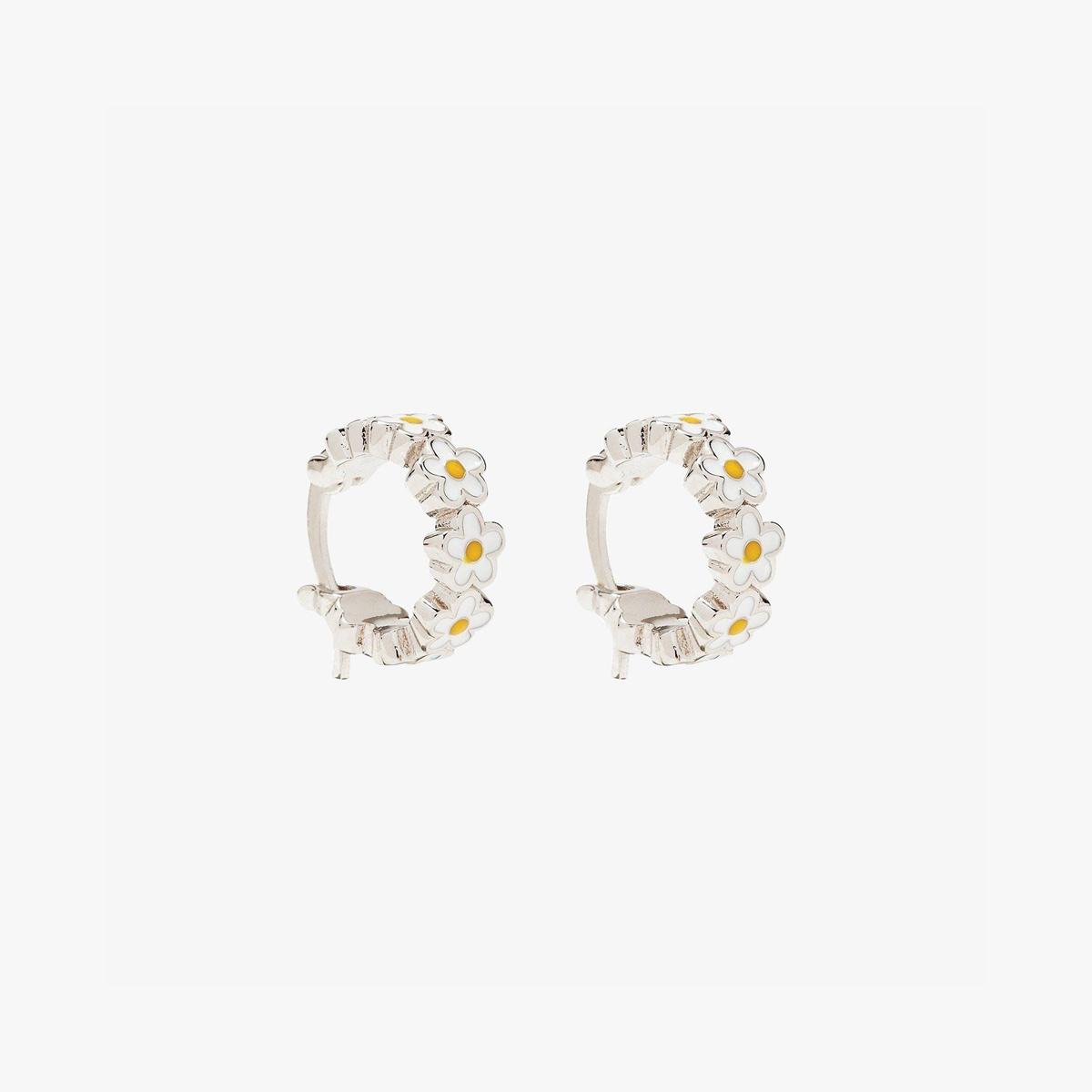 Pura Vida Hoops Earrings Painted Blooms Silver One Size