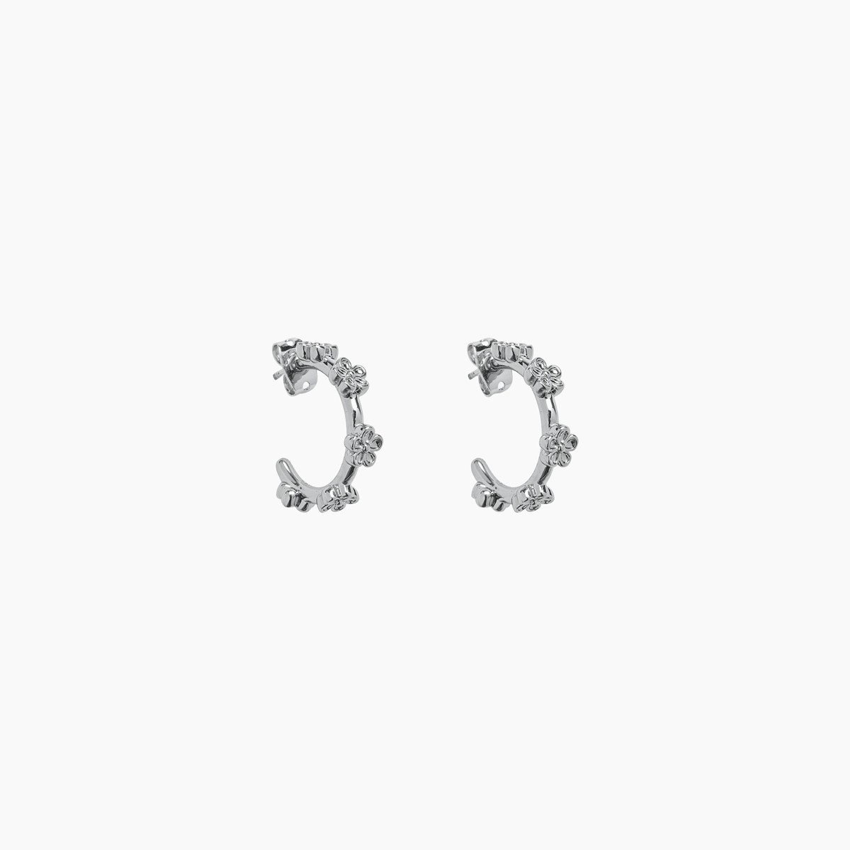 Pura Vida Hoops Earrings Bitty Daisy Silver One Size