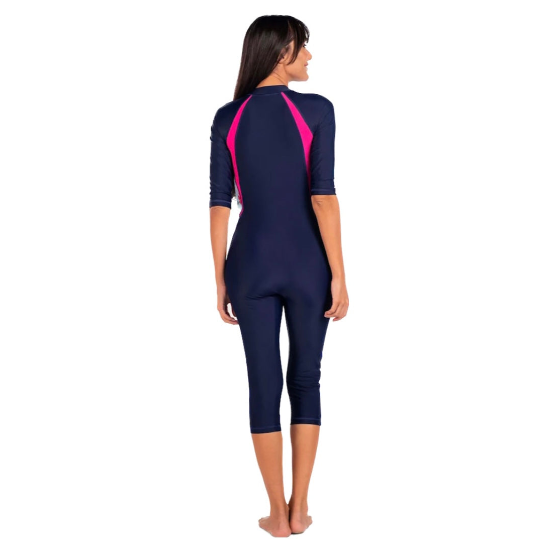 Ladies Slim Kini 3/4 Pink Colorful Foliage