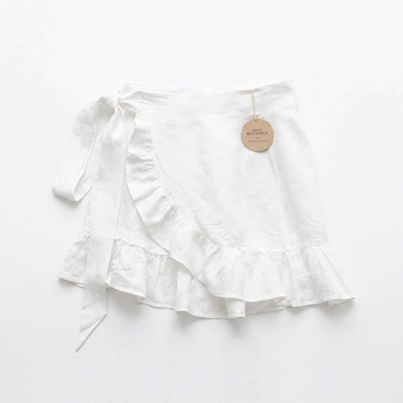 Lino Botanica Women Wrap Skirt Mini White