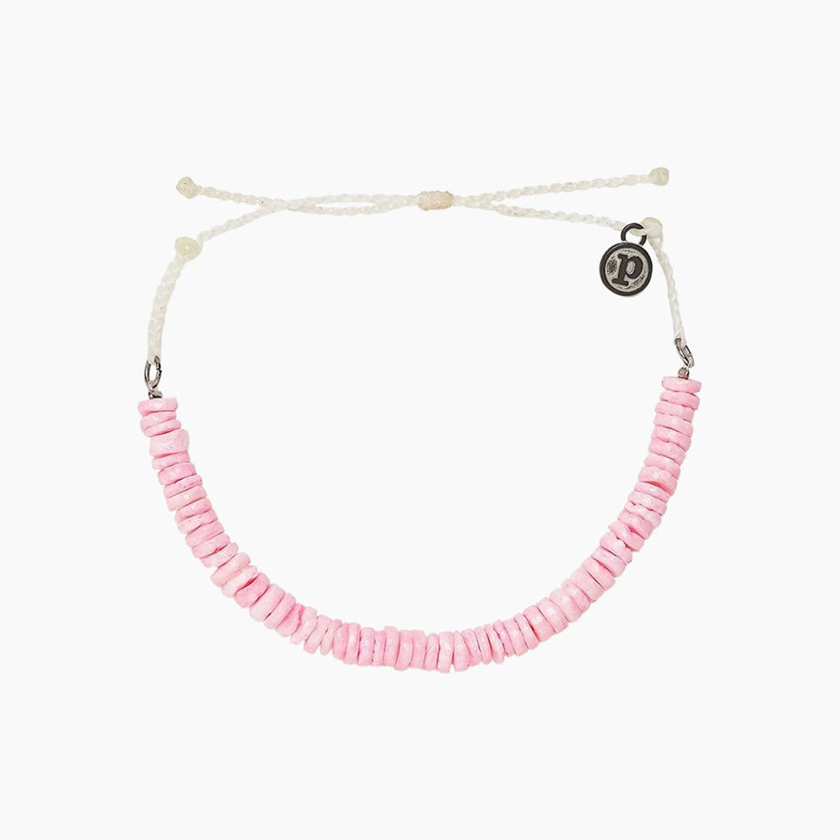 Pura Vida Bracelet Pink Puka Shell Cord Silver Natural One Size