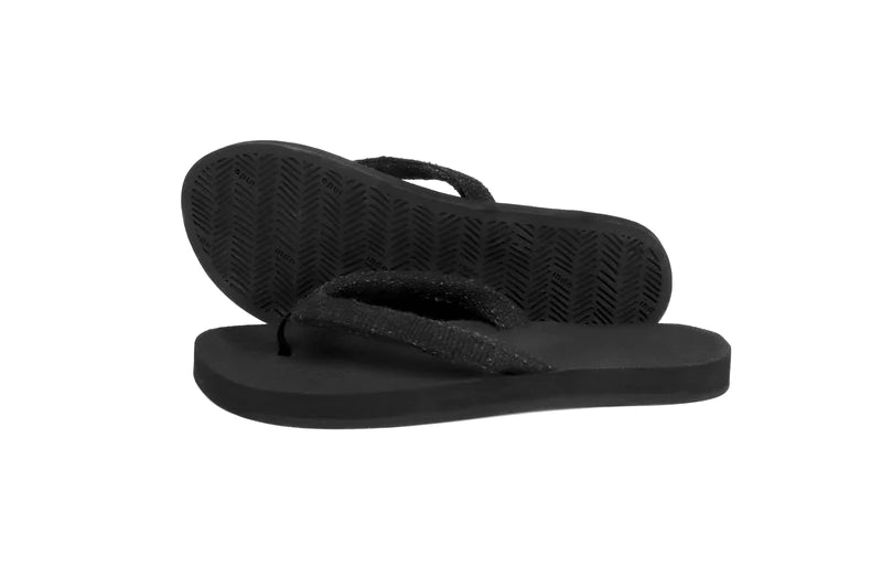Indosole Recycled Fabric by Pable Flip Flops Women Black/Ketapang