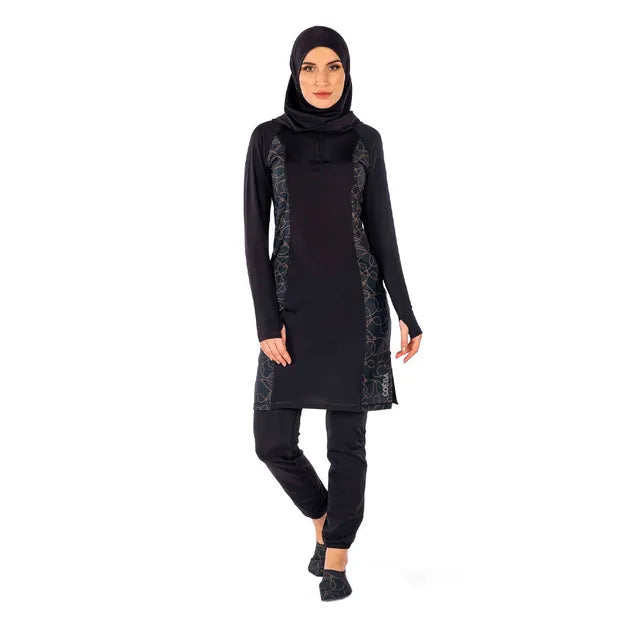 Women 3pc Swimsuit Slimming Black Swirls