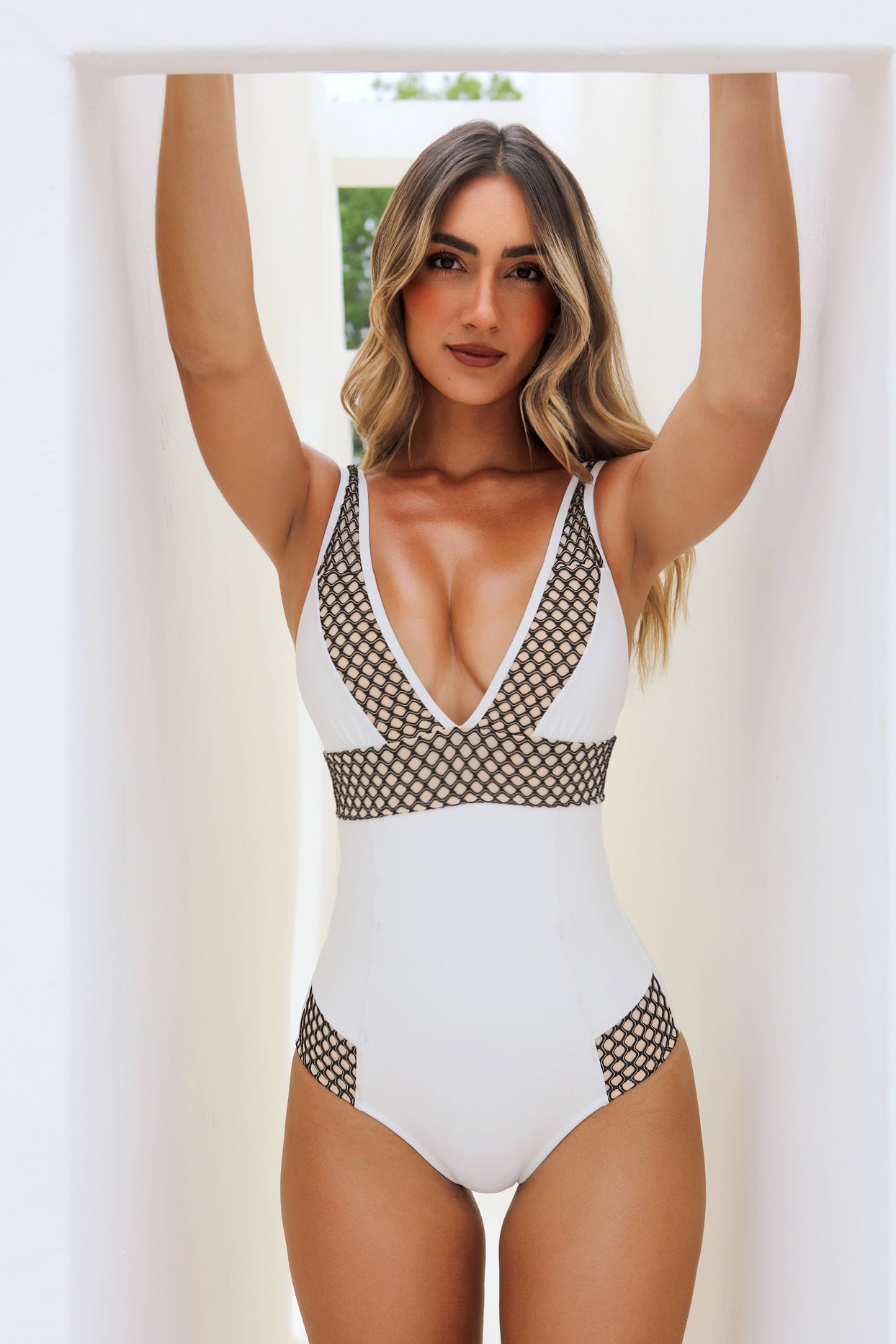 Dolcessa Swimwear Women One Piece Luxe Mesh White