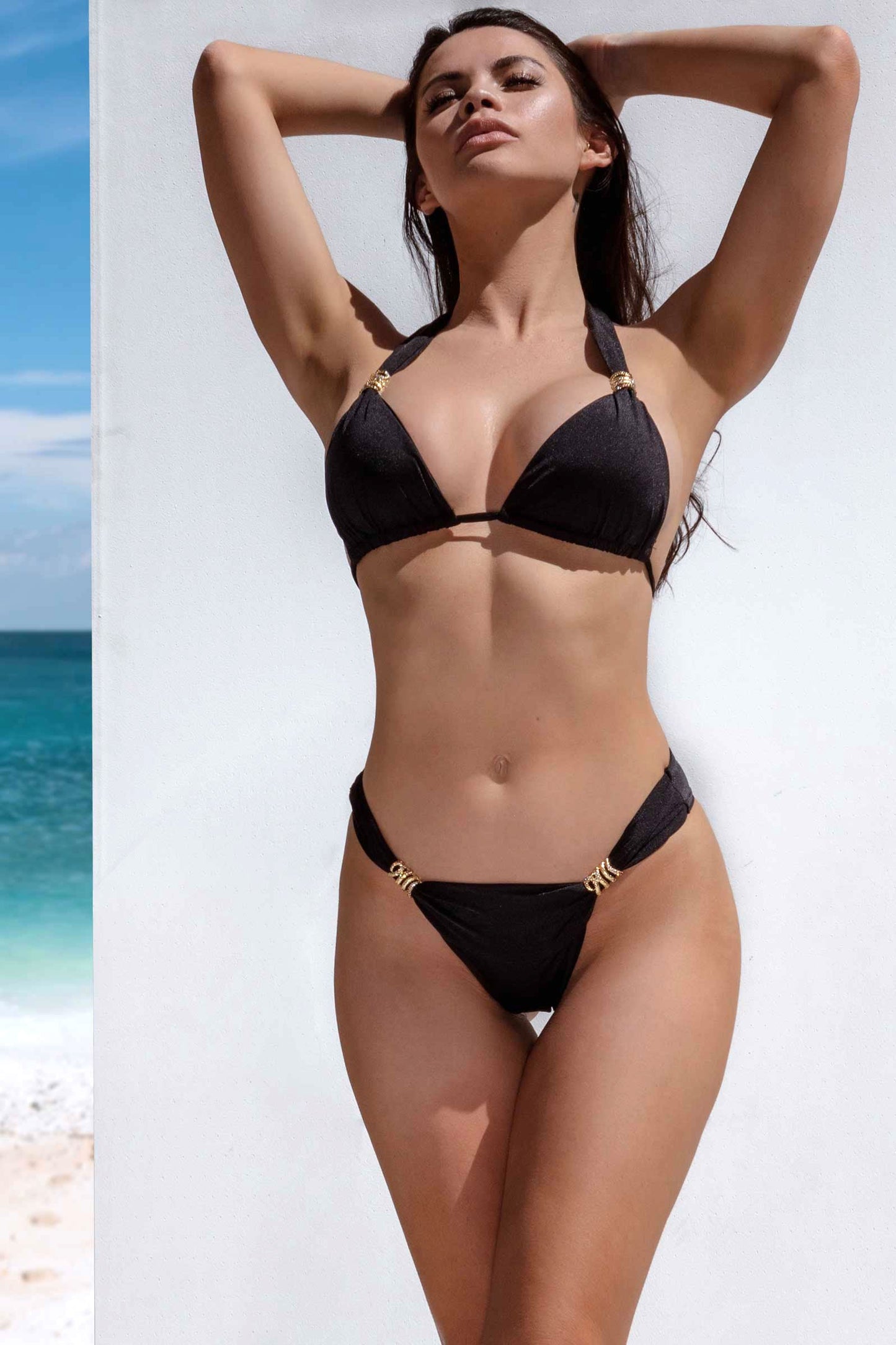 Dolcessa Swimwear Women Bikini Bottom Onyx Medusa Black