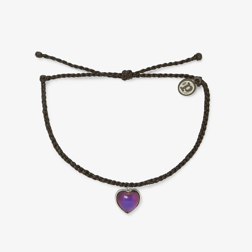 Pura Vida Bracelet Heart Mood Charm Silver Black One Size
