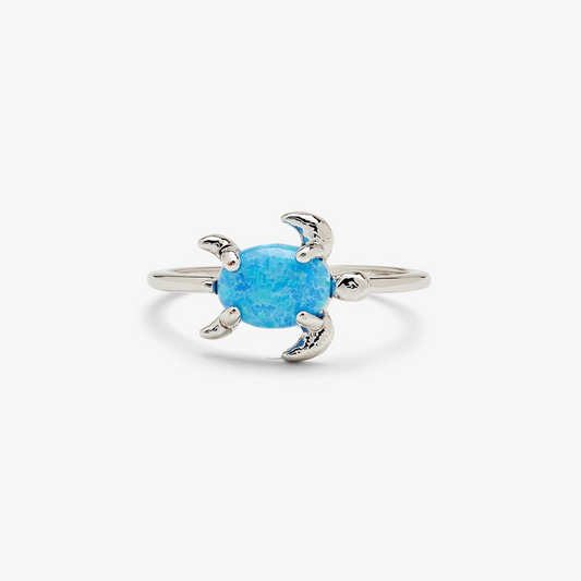 Pura Vida Ring Opal Sea Turtle Silver