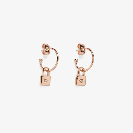 Pura Vida Hoops Earrings Lock Rose Gold One Size