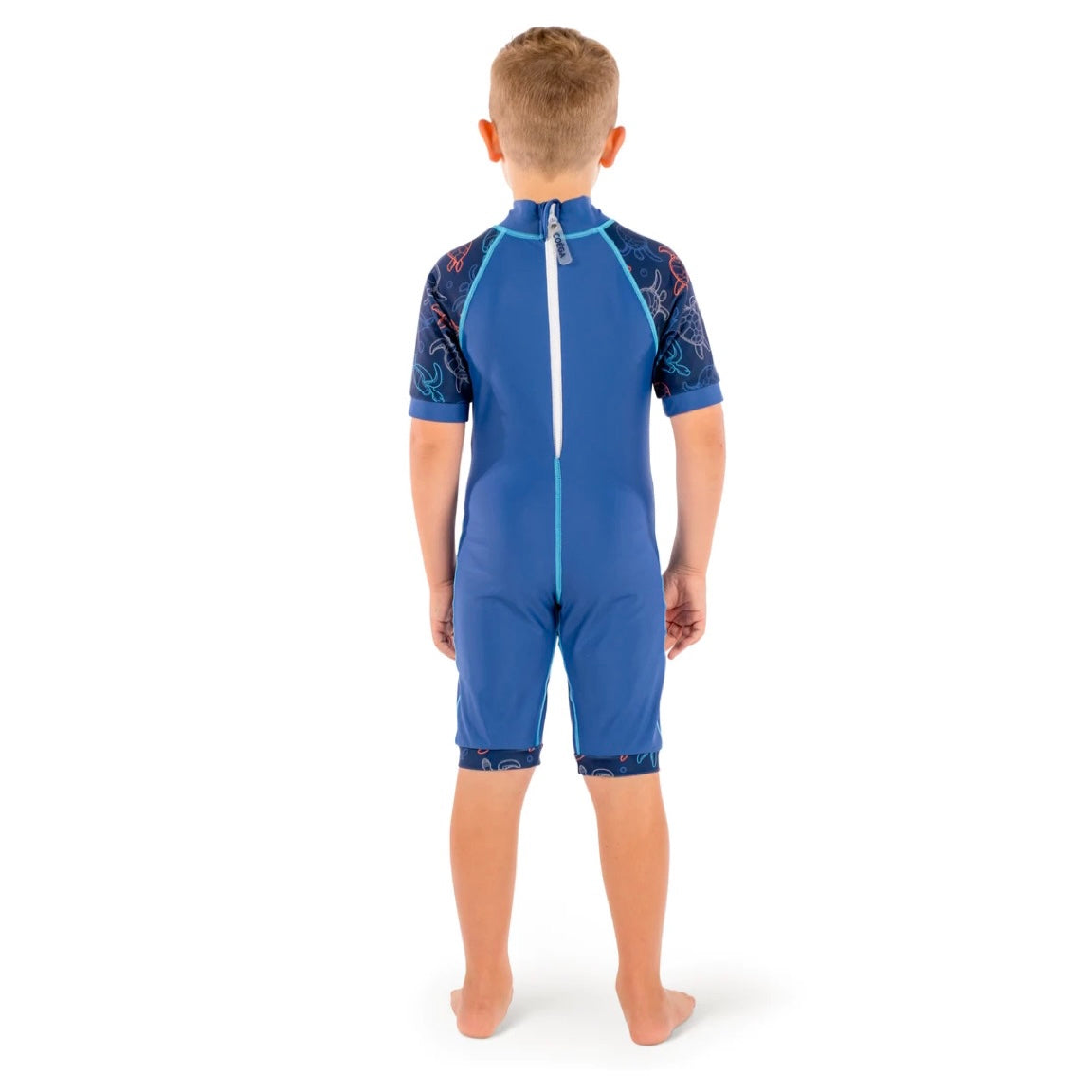 Kids Boys One Piece Swimsuit Navy Turtles