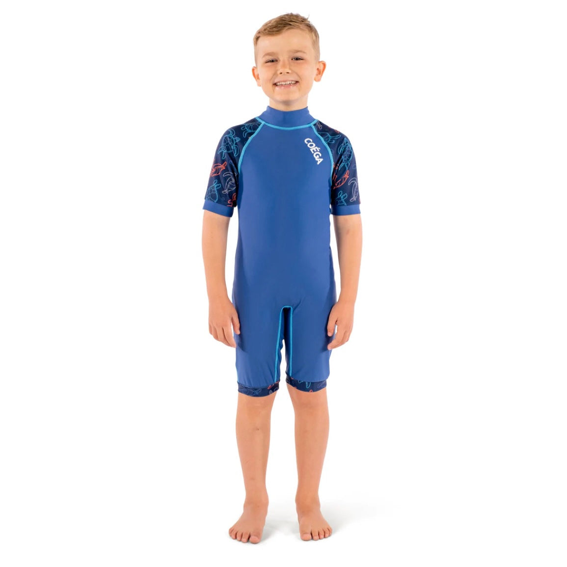 Kids Boys One Piece Swimsuit Navy Turtles