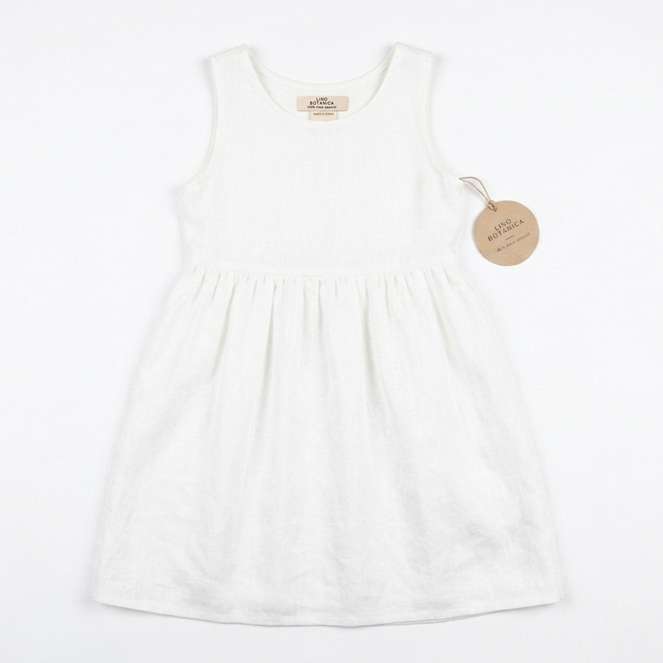 Lino Botanica Girls Dress Sundress White